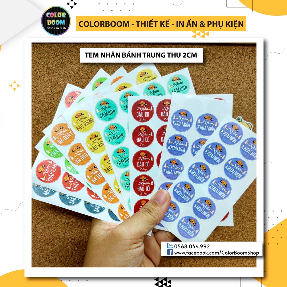 20 Tem decal dán - Nhân Bánh Trung Thu đường kính 2cm