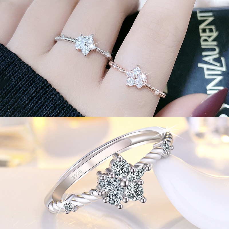 Nhẫn Hở Mạ Bạc 925 Hình Vương Miện Đính Đá Zircon