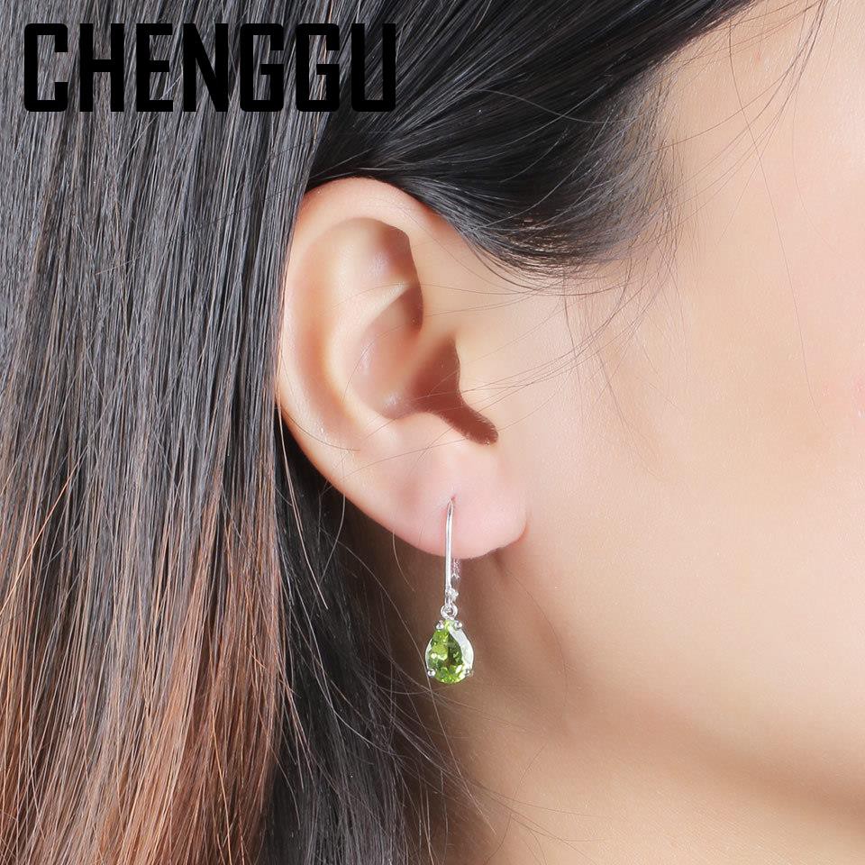 925 Sterling Silver Natural Peridot Drop Earrings Designer Fine Jewelry Green Gemstone Long Earrings For Women Special Gift|Drop Earrings|