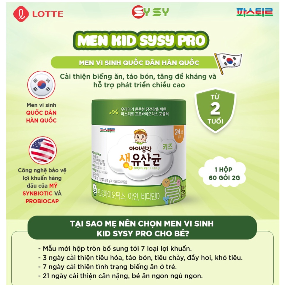 Men vi sinh Sysy Lotte Hàn Quốc