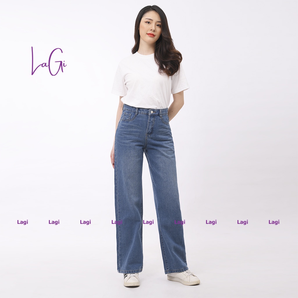 Quần jean nữ ống rộng bò nữ cạp cao lưng cao chất đẹp LAGI QN54