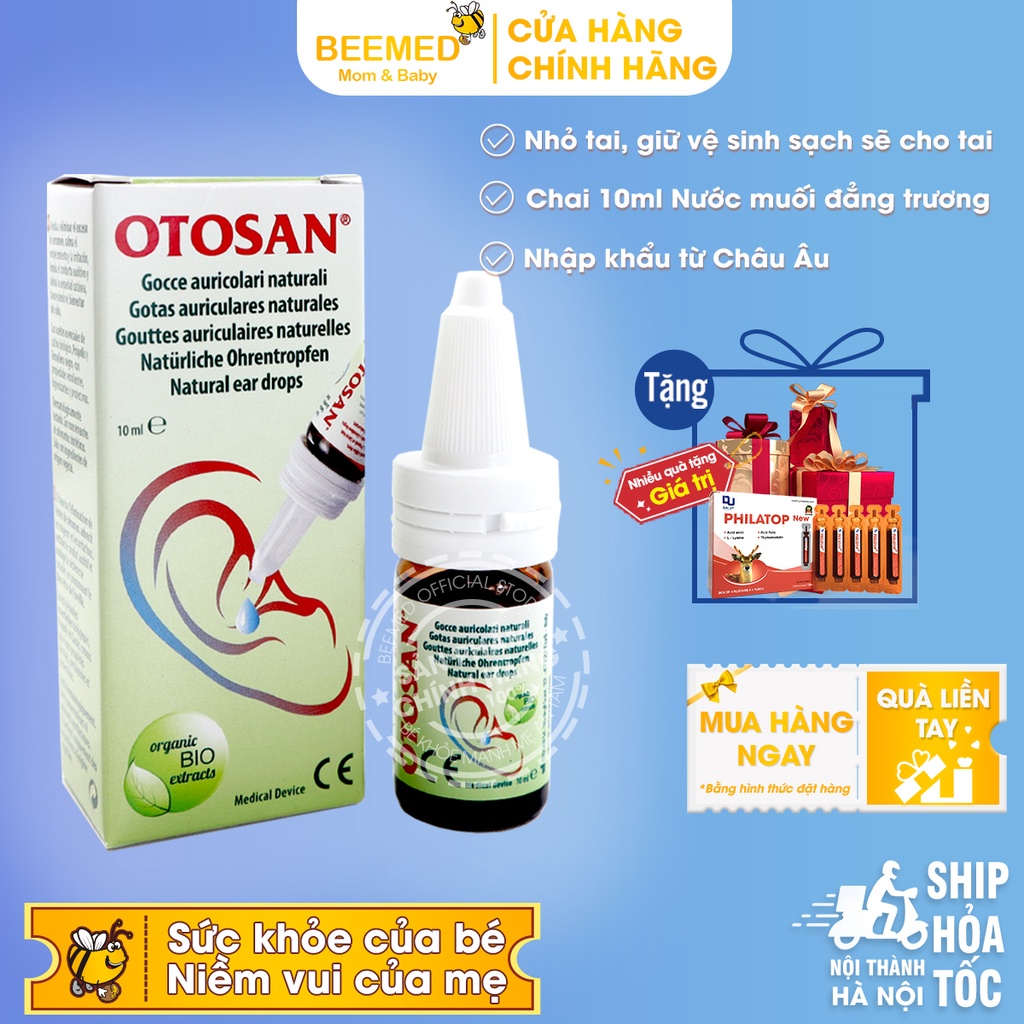 Nhỏ tai OTOSAN giúp vệ sinh tai, chống ẩm, giảm đau từ tinh dầu tràm, dùng được cho trẻ từ 1 tuổi - chai 10ml