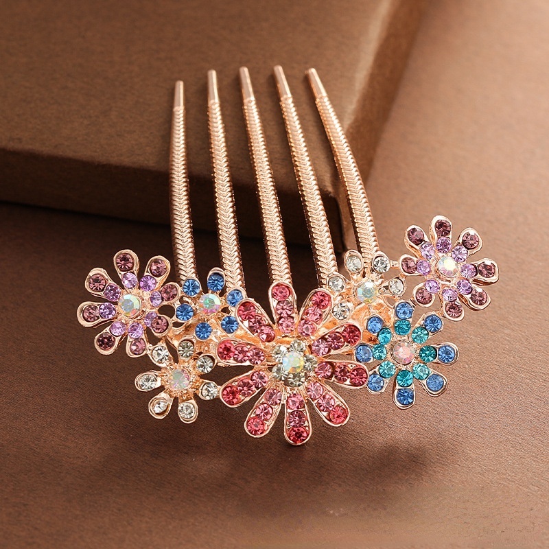 Lược Cài Tóc Bằng Hợp Kim Đính Đá Hình Hoa Xinh Xắn