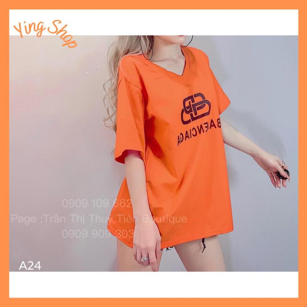Áo thun nữ giấu quần form rộng - Áo phông nữ hotgirl xanh non - cam và đen, tím than,..12 màu Balenciagaa | BigBuy360 - bigbuy360.vn
