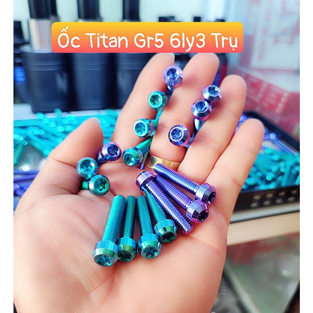 Ốc TiTan Gr5 6Ly10 6Ly2 6Ly3 Gắn Nón Bảo Hiểm Ốp Pô Che Sên Xe Máy
