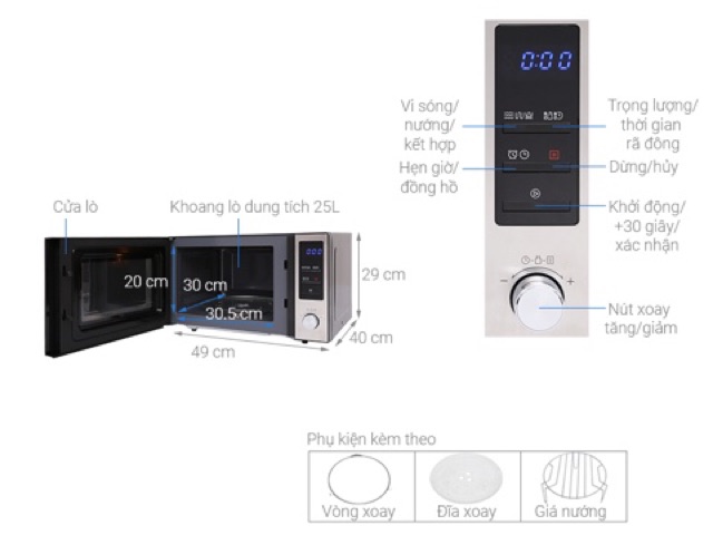 Lò vi sóng nướng Midea MMO-25AY73