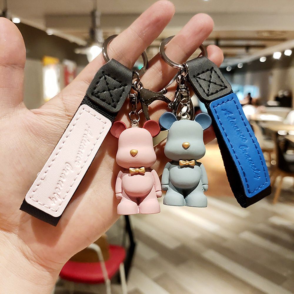 Móc chìa khóa bằng nhựa resin hình gấu hoạt họa đáng yêu nhiều màu sắc cho nữ