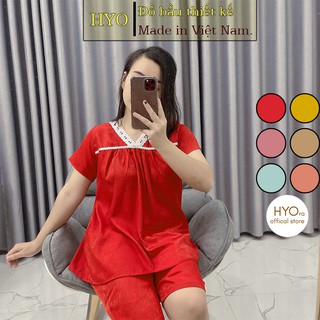 Bộ bầu mặc nhà HYO vải lụa băng trơn siêu mát đồ Freesize dưới 68kg