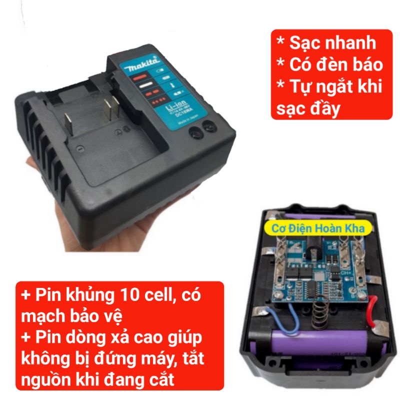 Máy mài pin MAKITA 198v pin khủng 10 cell, động cơ không chổi than, dây đồng 100%