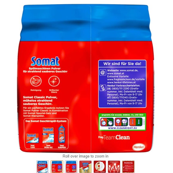 Combo 02 gói bột rửa chén cho máy Somat Detergent Power 1.2kg