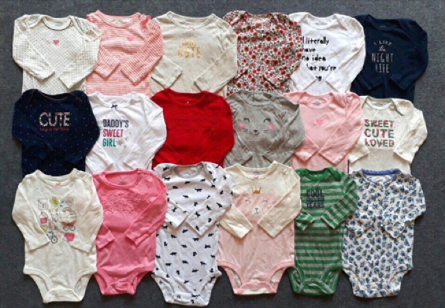 Set 5 body bé gái dài tay xuất dư Cambodia 3-24m (mẫu ngẫu nhiên theo size + giới tính)