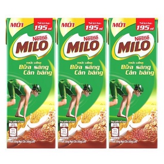 Lốc 3 hộp sữa ngũ cốc MiLo 195ml