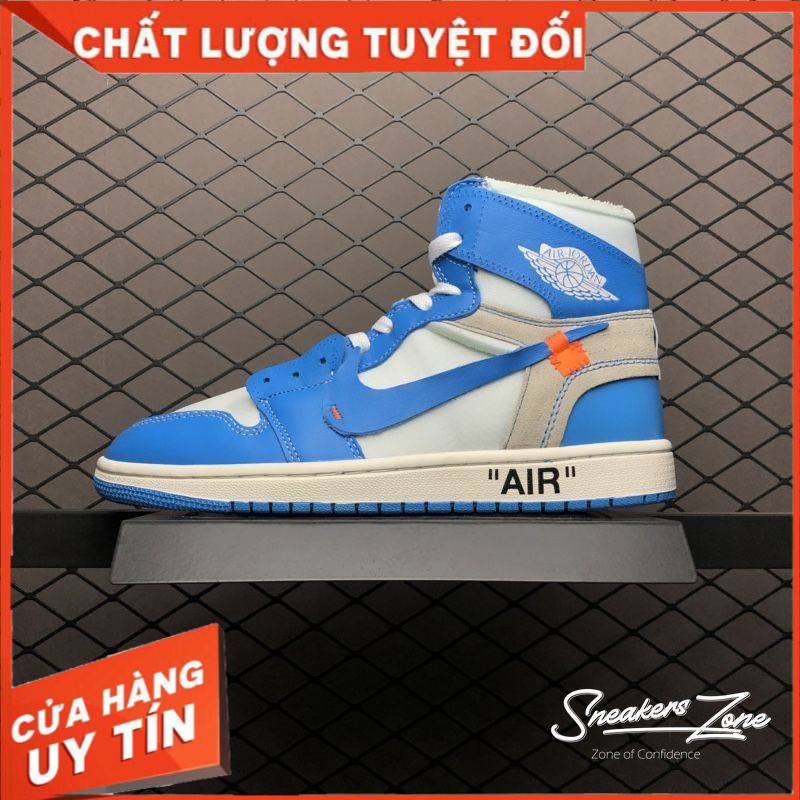 (FREESHIP+HỘP+QUÀ) Giày Thể Thao Sneakers AIR JORDAN 1 OFF WHITE Retro High University UNC xanh trắng cho cả nam và nữ