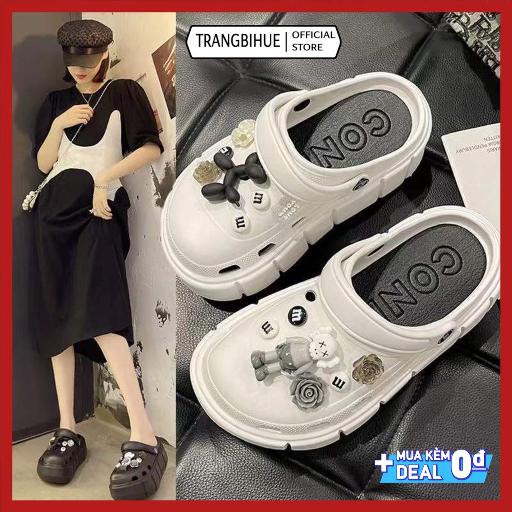 (Tặng kèm Sticker 3D) Dép sục bánh mì Cross nữ đế 4cm siêu nhẹ tặng kèm Sticker dễ thương Cros-01