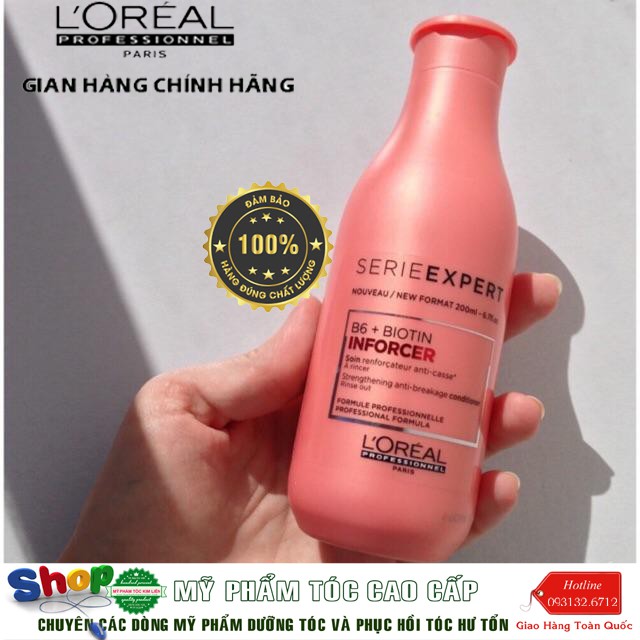 ]L'oreal-chính hãng] Dầu xả tăng cường dưỡng chất cho tóc gãy rụng L'oréal Inforcer B6 + Biotin 500ml/200ml