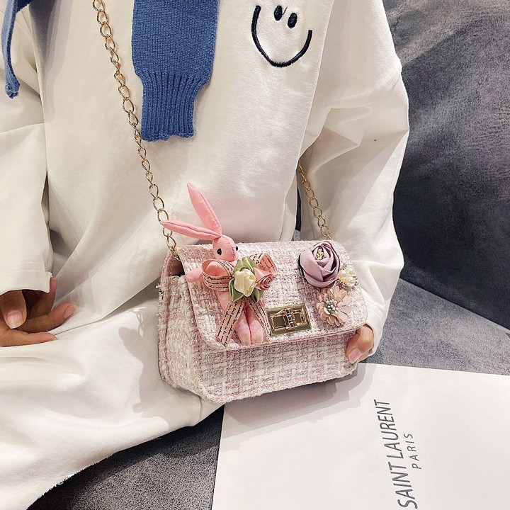 Túi hộp đeo chéo mini dễ thương HOA và THỎ phong cách Hàn Quốc cho bé gái TX26