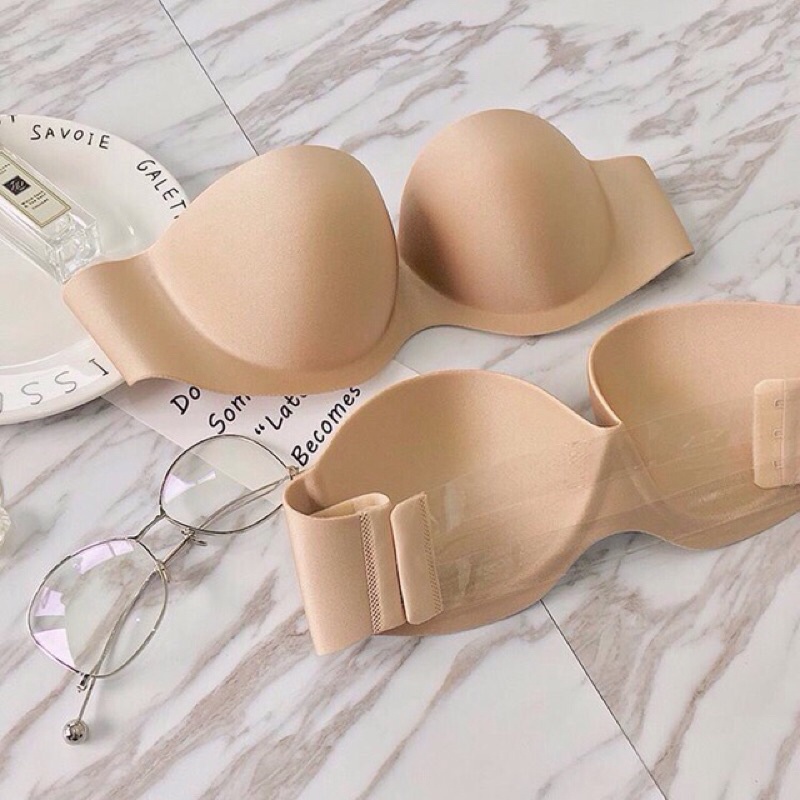 Dây áo lưng trong suốt của áo cúp ngực 218 không dây mặc đầm đồ hở lưng chống tuột chống tụt màu da màu đen