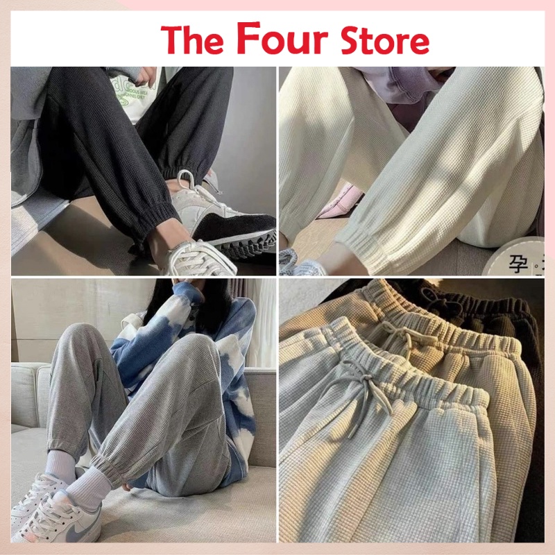 Quần ống rộng chất tổ ong - Quần jogger thể thao unisex dày dặn phong cách Ulzzang  The Four Store