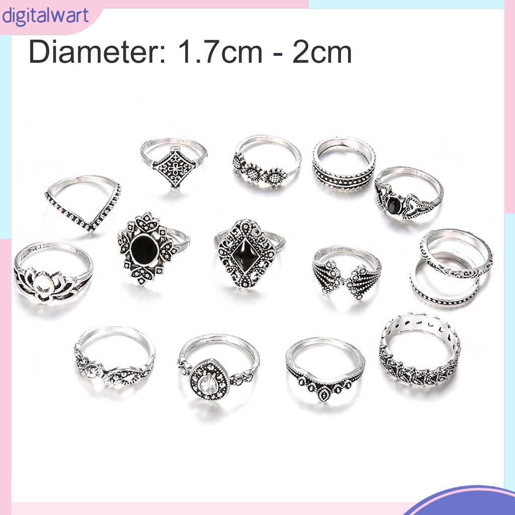 Set 15 nhẫn đeo ngón tay phong cách thời trang dành cho nữ