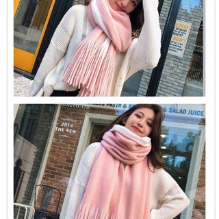 Khăn chất len cashmere 2 màu siêu mềm