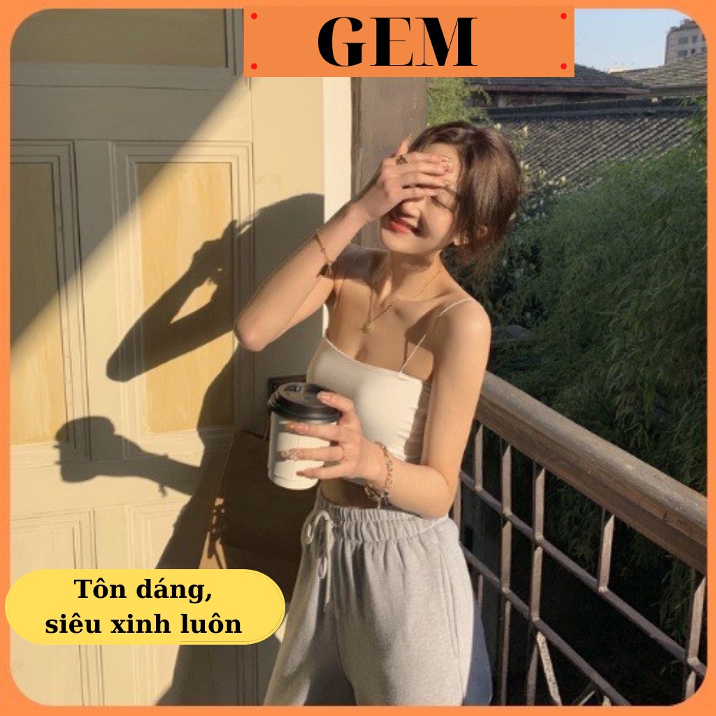 Áo 2 dây sợi bún thun gân phong cách Sexy Gem , áo hai dây croptop nữ