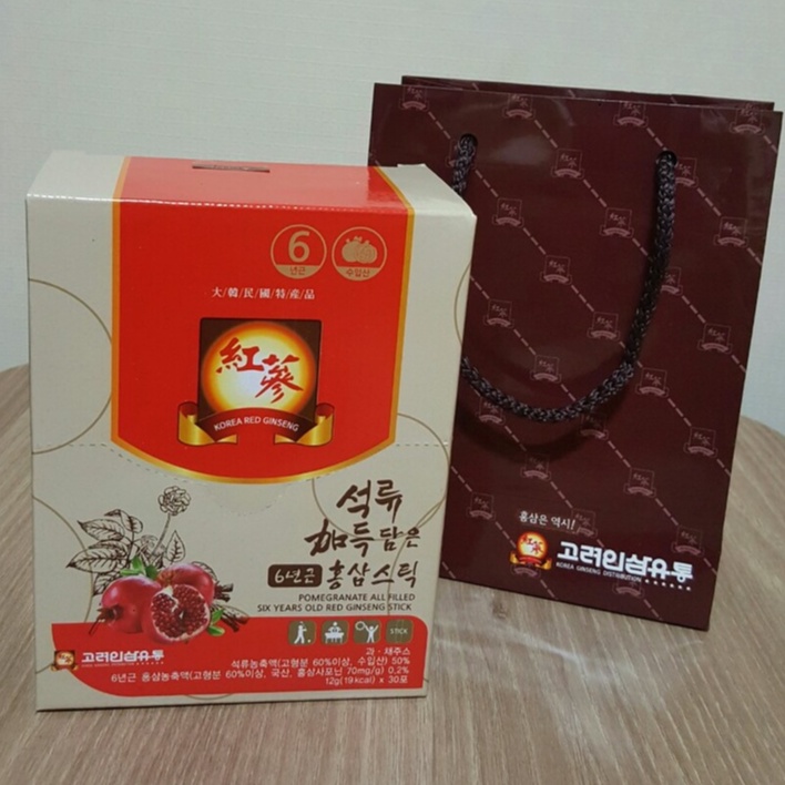 Hộp hồng sâm lựu đỏ Korean ginseng distribution 12g x 30 gói kèm túi quà tặng