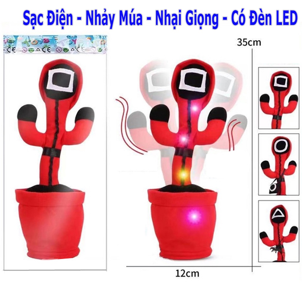 Xương Rồng Nhảy Múa Squid Game Sạc Điện - Món Quà Tặng Cho Bé - Cây Xương Rồng Nhảy Múa Dễ Thương