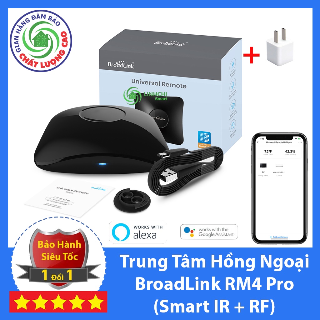 Trung tâm điều khiển từ xa Broadlink RM4 PRO và cảm biến nhiệt độ độ ẩm HTS2 phiên bản quốc tế Universal Remote IR RF