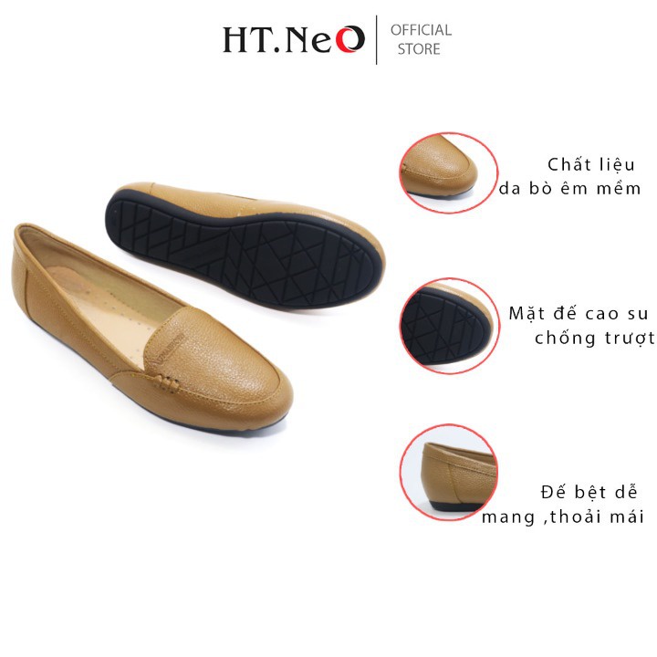 Giày mọi nữ - Giày búp bê nữ HT.NEO da bò thật ,kiểu dáng đơn giản ,sang trọng ,đi êm ,mềm thoải mái GM01