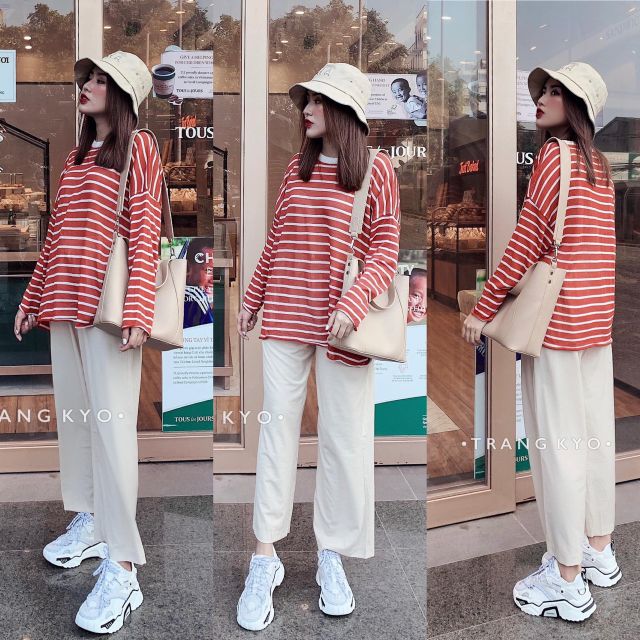 Sét bộ thu đông kẻ đỏ siêu trẻ trung