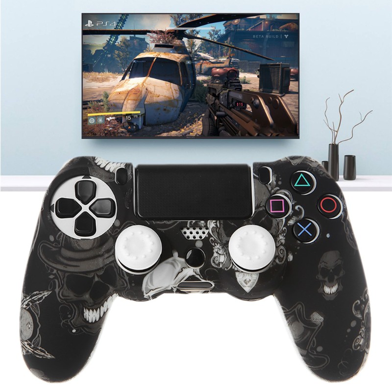 Vỏ silicon bảo vệ tay cầm chơi game PS4 kèm 2 nắp đậy | BigBuy360 - bigbuy360.vn