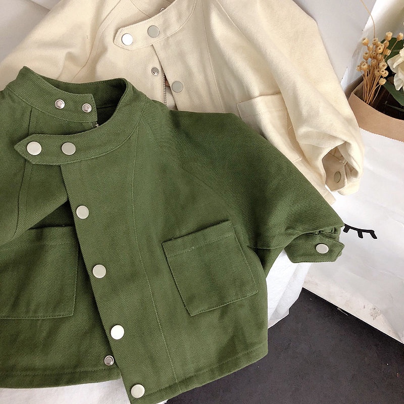 Áo Khoác Cotton Tay Cánh Dơi Màu Trơn Thời Trang Xuân Thu Hàn Quốc Mới 2022 Cho Bé