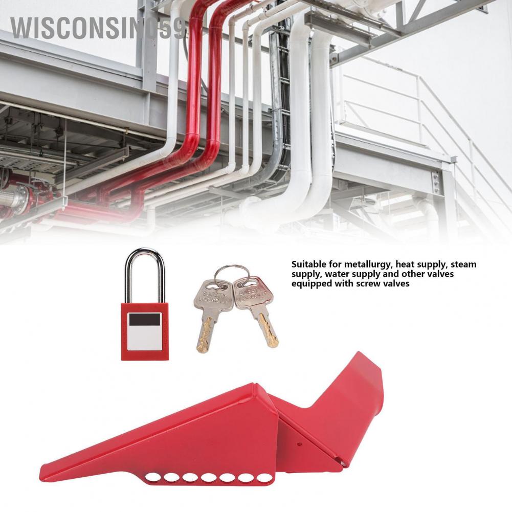 Wisconsin059 DN50‑DN200 Large Ball Valve Lock 38mm Padlock Set Safety Lockout Stainless Steel for 31‑76mm Pipe