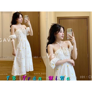 Đầm hoa nữ trễ vai đi du lịch Bảo Trân Tít