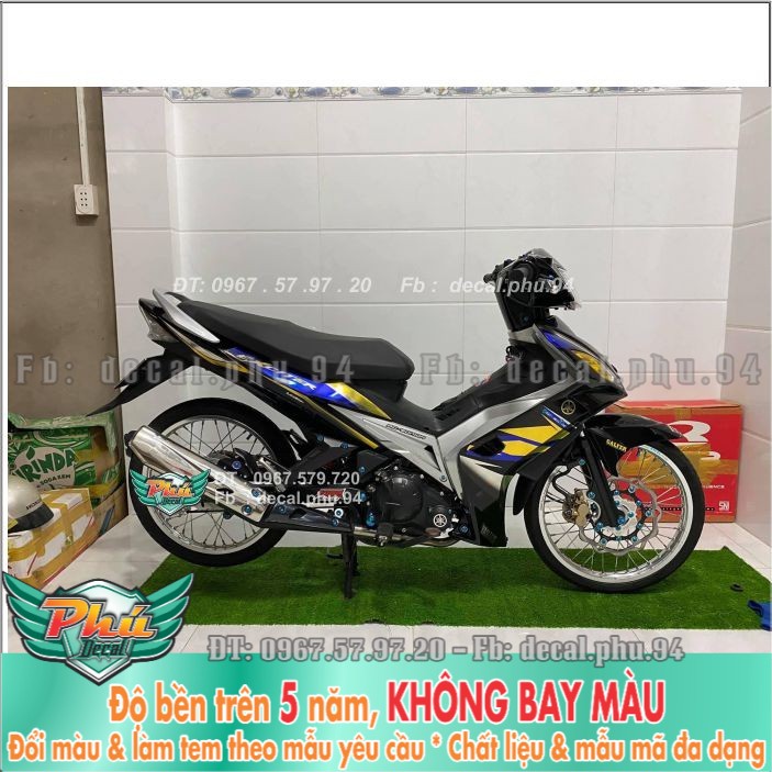 Tem rời Exciter 2006-2010 đen bạc vàng Crom (H) -1