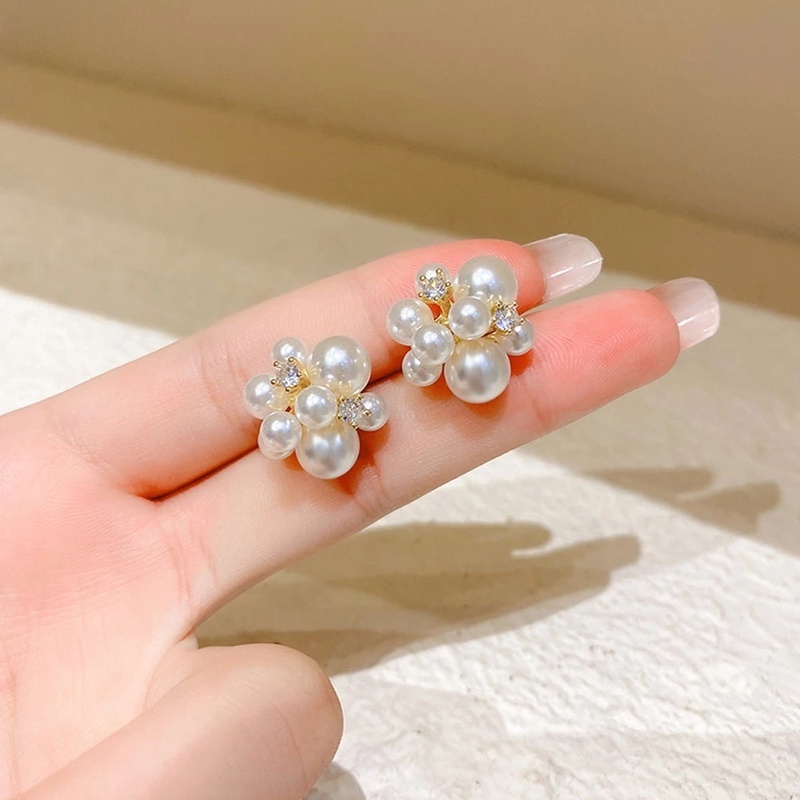 1 Đôi Bông Tai Hình Pháo Hoa Đính Ngọc Trai Nhân Tạo Thời Trang Đơn Giản Dành Cho Nữ