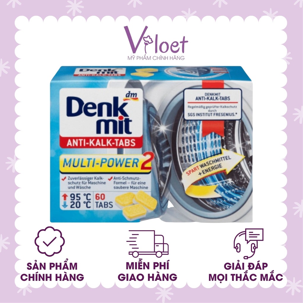 Viên tẩy lồng giặt Denkmit hàng chuẩn Đức, tẩy & chống bám cặn lồng máy giặt - Shop Viloet
