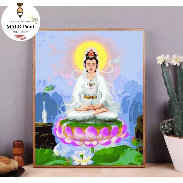 Tranh tự tô màu sơn dầu số hoá Tranh Đức Phật Quan Âm