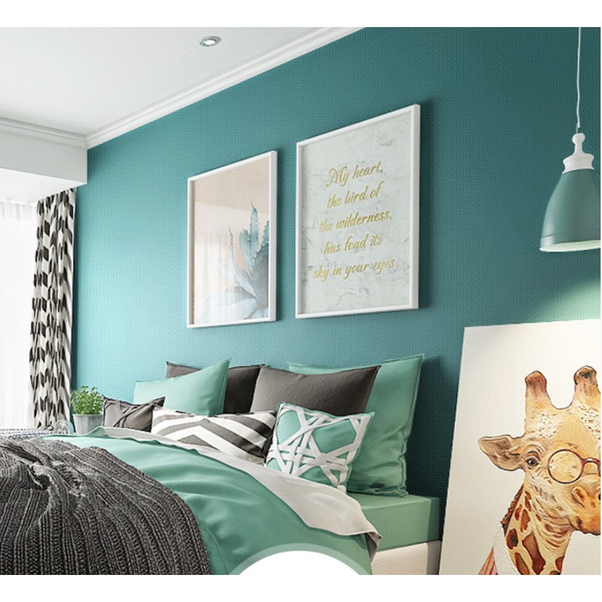 1 mét decal giấy dán tường màu xanh cổ vịt nhám khổ 45cm keo sẵn bóc dán