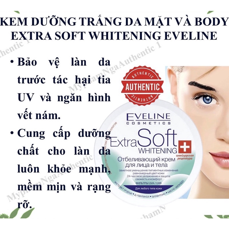 Dưỡng Thể Mặt Và Body Extra Soft Whitening Eveline 200ml