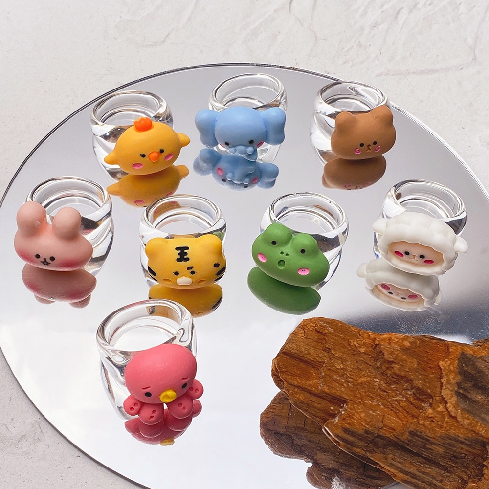 Nhẫn Đeo Tay Bằng Nhựa Acrylic Hình Chú Ếch Hoạt Hình Dễ Thương Cho Nữ