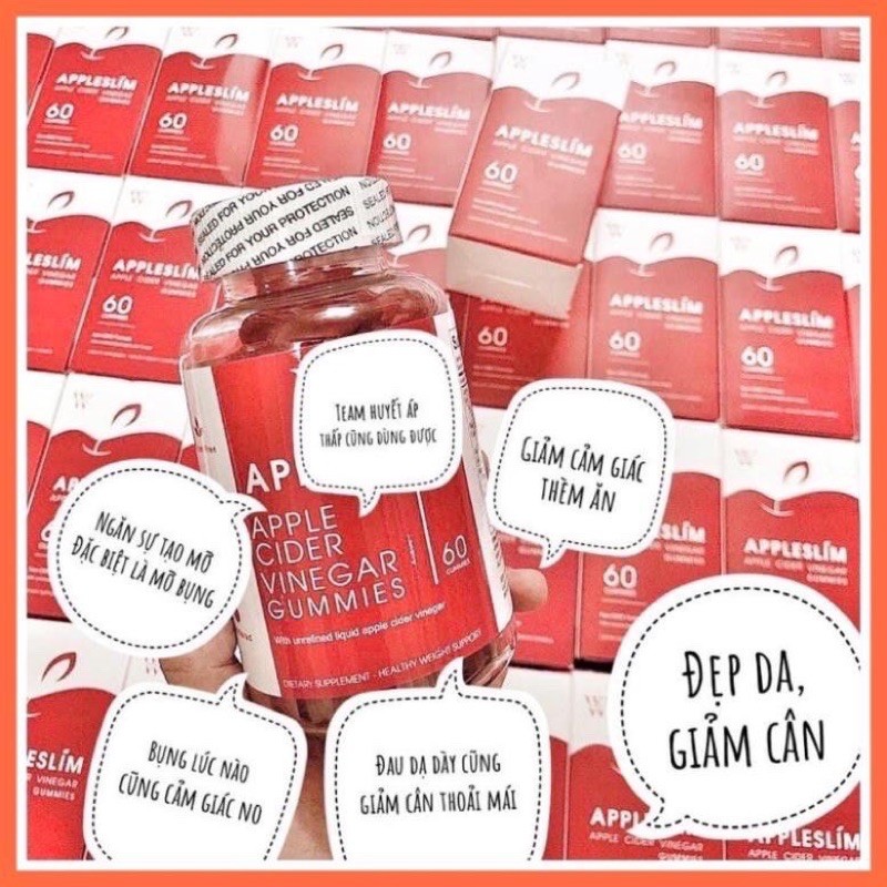 KẸO GIẤM TÁO APPLESLIM HỖ TRỢ GIẢM CÂN , ĐẸP DA (TẶNG KÈM MẶT NẠ NHAU THAI)