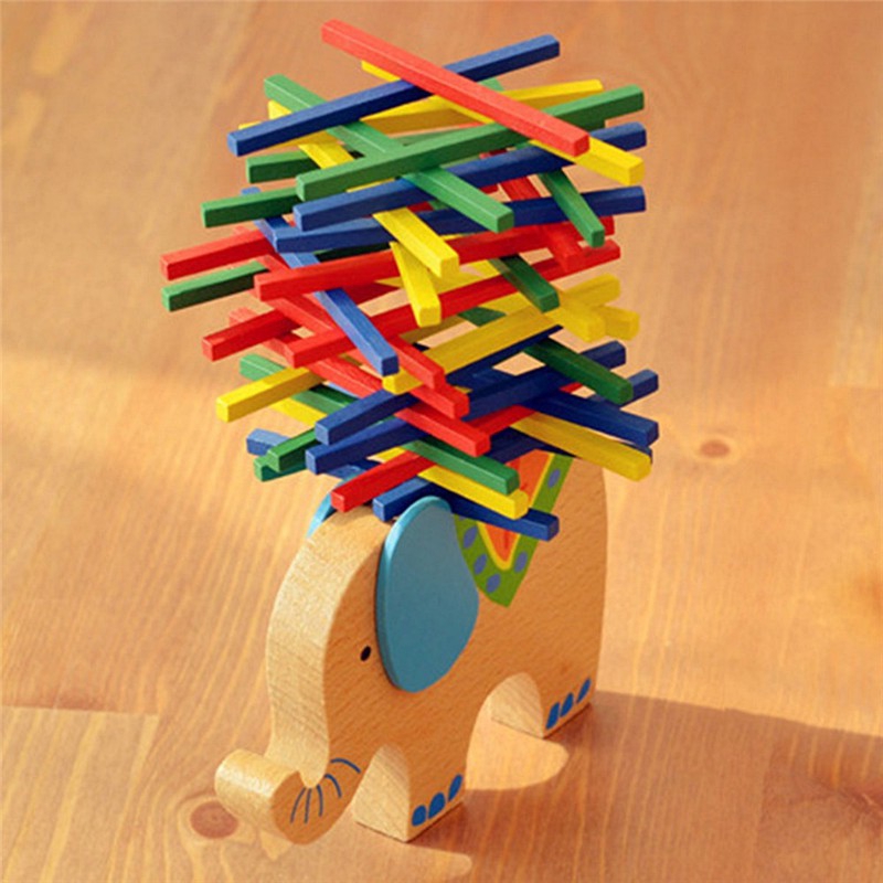 Đồ chơi cân bằng Montessori hình chú voi làm bằng gỗ