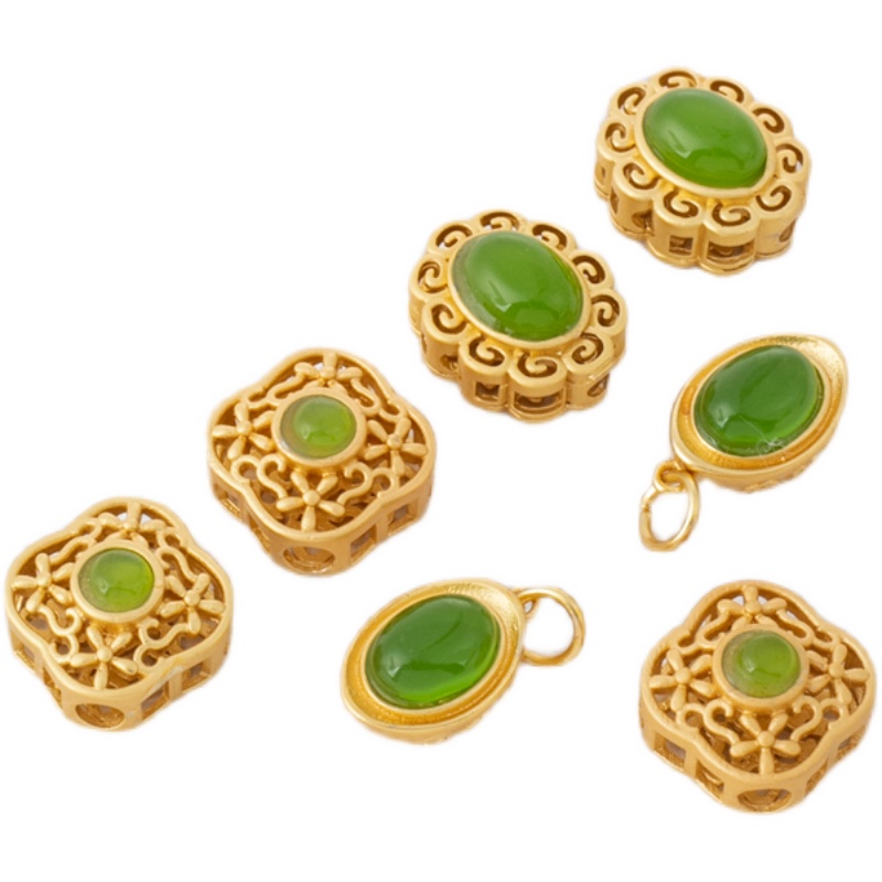 Chuỗi Hạt Đá Zircon Màu Vàng 18k 12 * 14mm Dùng Làm Trang Sức diy
