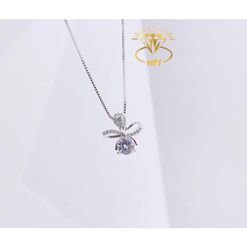 Dây chuyền bạc nữ nơ đá tiểu thư xinh xắn, Bạc Ta -Bạc BNP