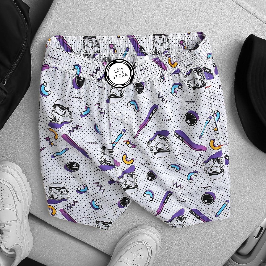 Quần đùi ngủ mặc ở nhà cho nam BIG SIZE từ 75 - 90kg - Lưng thun co dãn thoải mái, vải cotton mềm mịn, thấm hút mồ hôi | BigBuy360 - bigbuy360.vn