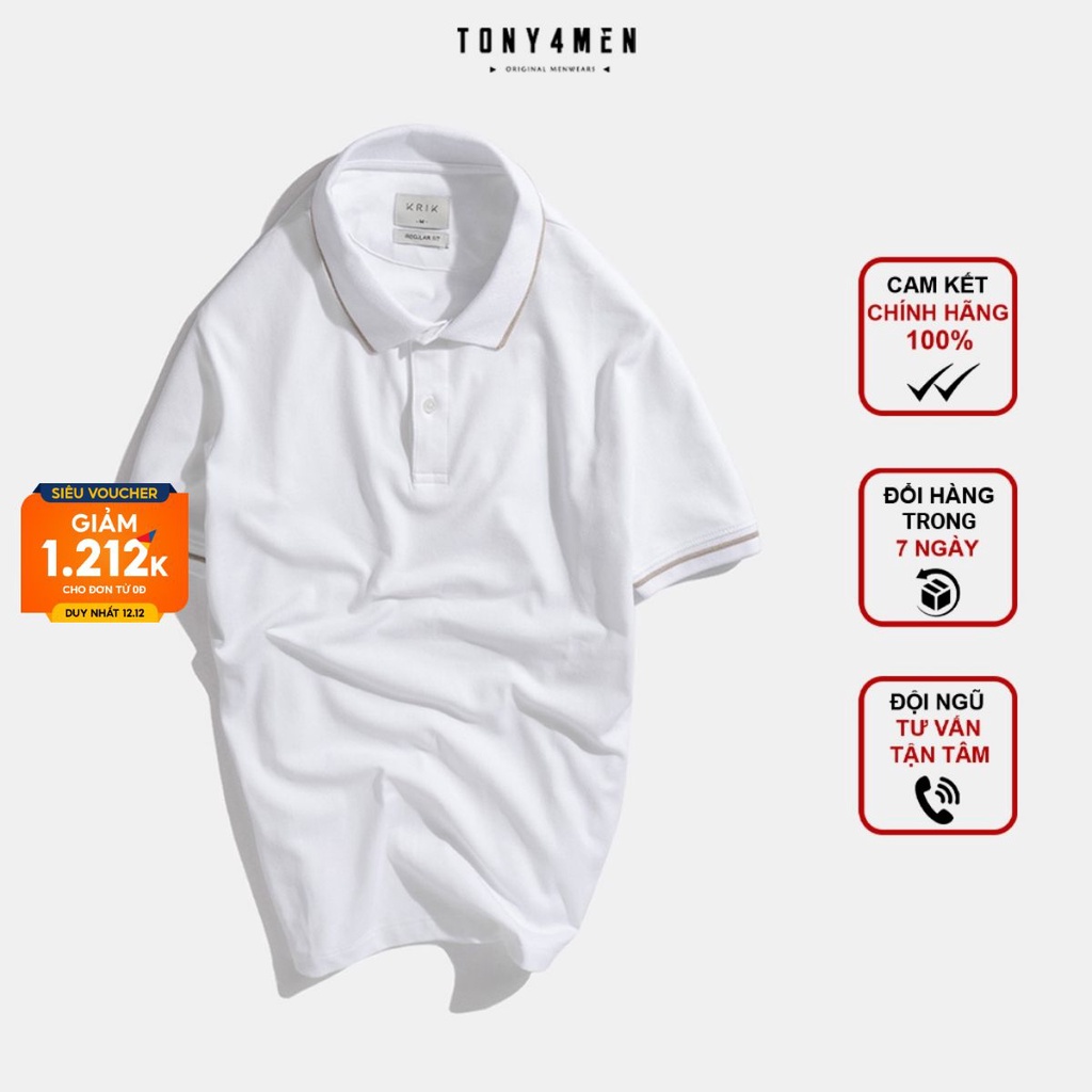 Áo Polo Nam TONY4MEN Chất Vải Cotton Cá Sấu Form Regular PL4002