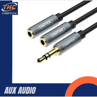 Dây chia Jack Loa chuẩn 3.5mm từ 1 ra 2 nghe nhạc chung UNITEK Y-C956ABK chính hiệu - shopbaomat