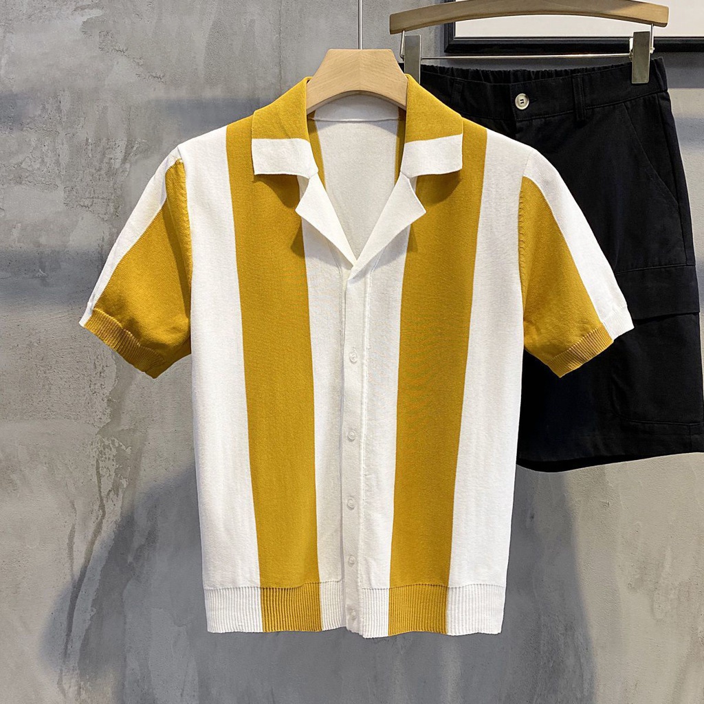 Icy! Mới Áo nam Dệt Kim Ngắn Tay Mau Khô Dáng Ôm