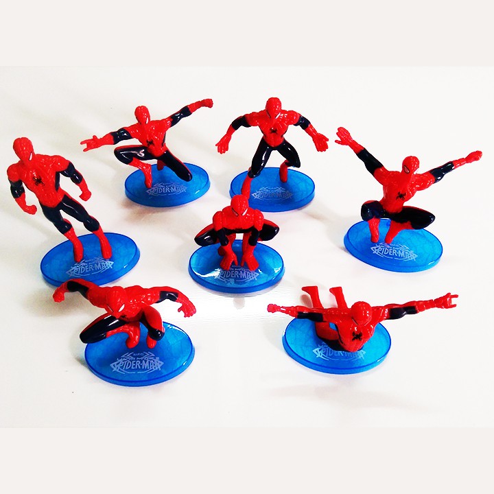 Bộ 7 mô hình siêu nhân người nhện Spider Man - trang trí bánh sinh nhật, topper cake